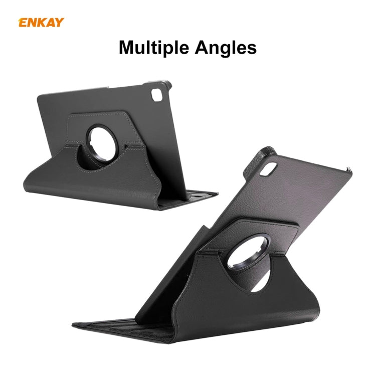 For Samsung Galaxy Tab S6 Lite P610 / P615 / Tab S6 Lite 2022 / P613 / P619 ENKAY 360 Rotation Kickstand Leather Smart Tablet Case(Light Blue) - Tab S6 Lite P610 / P615 by ENKAY | Online Shopping South Africa | PMC TechLife | Buy Now Pay Later Mobicred