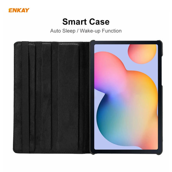 For Samsung Galaxy Tab S6 Lite P610 / P615 / Tab S6 Lite 2022 / P613 / P619 ENKAY 360 Rotation Kickstand Leather Smart Tablet Case(Black)