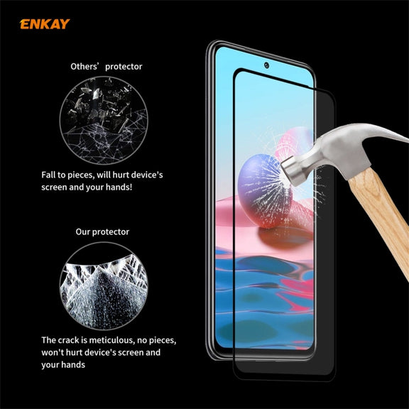 For Redmi Note 10 / Note 10S 10 PCS ENKAY Hat-Prince Full Glue 0.26mm 9H 2.5D Tempered Glass Full Coverage Film