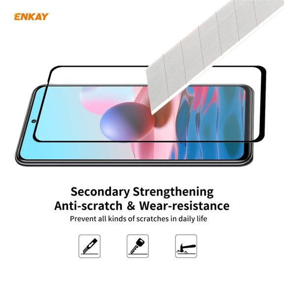 For Redmi Note 10 / Note 10S 10 PCS ENKAY Hat-Prince Full Glue 0.26mm 9H 2.5D Tempered Glass Full Coverage Film
