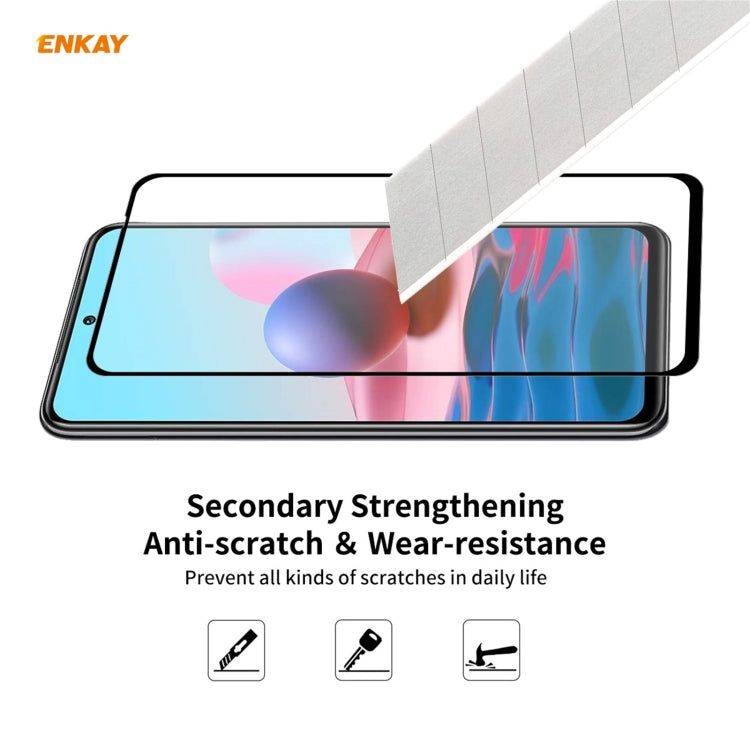 For Redmi Note 10 / Note 10S 10 PCS ENKAY Hat-Prince Full Glue 0.26mm 9H 2.5D Tempered Glass Full Coverage Film