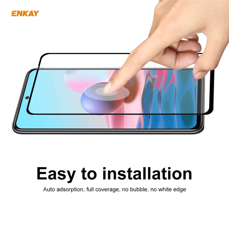 For Redmi Note 10 / Note 10S 10 PCS ENKAY Hat-Prince Full Glue 0.26mm 9H 2.5D Tempered Glass Full Coverage Film