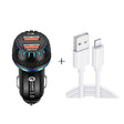 YSY-349 QC3.0 Dual Port USB Car Charger + 3A USB to 8 Pin Data Cable, Length: 1m(Black) - Car Charger by PMC TechLife | Online Shopping South Africa | PMC TechLife