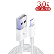 YSY-349 QC3.0 Dual Port USB Car Charger + 3A USB to 8 Pin Data Cable, Length: 1m(Black)