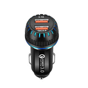 YSY-349 QC3.0 Dual Port USB Car Charger + 3A USB to USB-C / Type-C Data Cable, Length: 1m(Black)