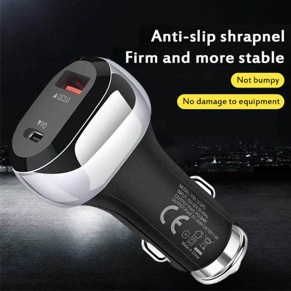 YSY-312PD PD 20W USB-C / Type-C + QC3.0 18W USB Interface 38W High-power Car Charger(Black)