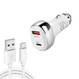 YSY-312PD QC3.0 18W USB + PD 20W USB-C / Type-C Car Charger with USB to USB-C / Type-C Data Cable(White) - Car Charger by PMC TechLife | Online Shopping South Africa | PMC TechLife