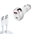 YSY-312PD QC3.0 18W USB + PD 20W USB-C / Type-C Car Charger with Type-C to Type-C Data Cable(White) - Car Charger by PMC TechLife | Online Shopping South Africa | PMC TechLife