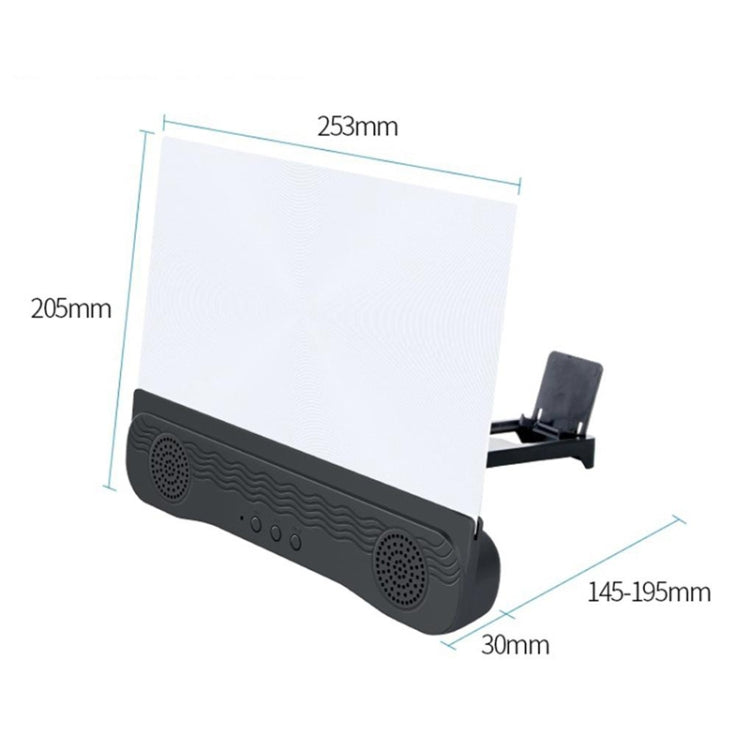 K8 Bluetooth 5.0 Mobile Phone Screen Magnifier 3D Enlarger 12inch Magnifying Bracket Desktop Holder Stand For Phone(black)