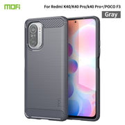 For Xiaomi Redmi K40 / K40 Pro / K40 Pro+ / Poco F3 MOFI Gentleness Series Brushed Texture Carbon Fiber Soft TPU Case(Grey)