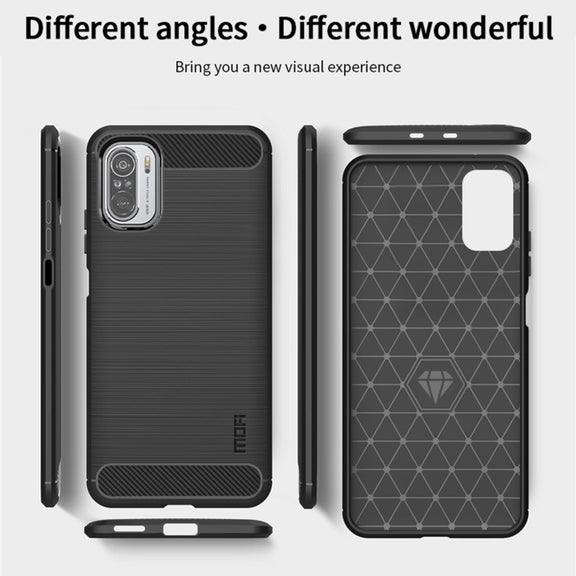 For Xiaomi Redmi K40 / K40 Pro / K40 Pro+ / Poco F3 MOFI Gentleness Series Brushed Texture Carbon Fiber Soft TPU Case(Grey)