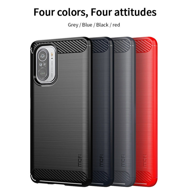 For Xiaomi Redmi K40 / K40 Pro / K40 Pro+ / Poco F3 MOFI Gentleness Series Brushed Texture Carbon Fiber Soft TPU Case(Grey)