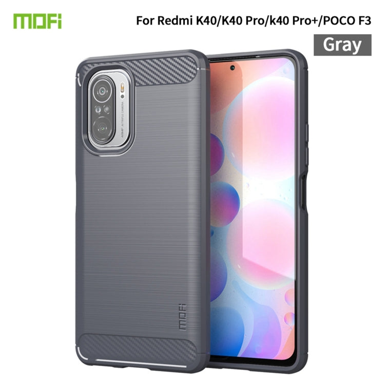 For Xiaomi Redmi K40 / K40 Pro / K40 Pro+ / Poco F3 MOFI Gentleness Series Brushed Texture Carbon Fiber Soft TPU Case(Grey) - Xiaomi Cases by MOFI | Online Shopping South Africa | PMC TechLife | Buy Now Pay Later Mobicred