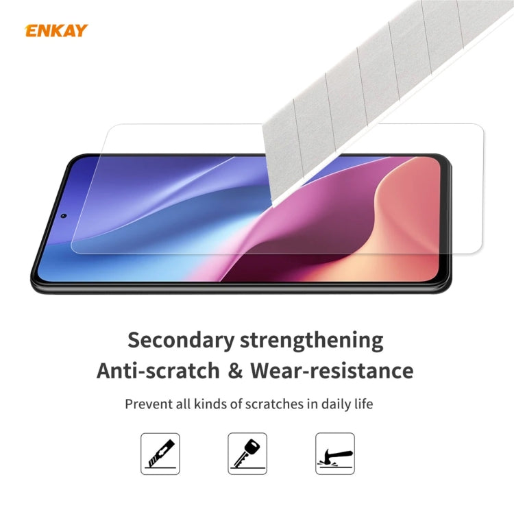 For Xiaomi Poco F3 2 PCS ENKAY Hat-Prince 0.26mm 9H 2.5D Curved Edge Tempered Glass Film
