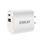 ENKAY Hat-Prince 20W PD Type-C + QC 3.0 USB Fast Charging Travel Charger Power Adapter with Fast Charge Data Cable, US Plug(With Micro USB Cable)