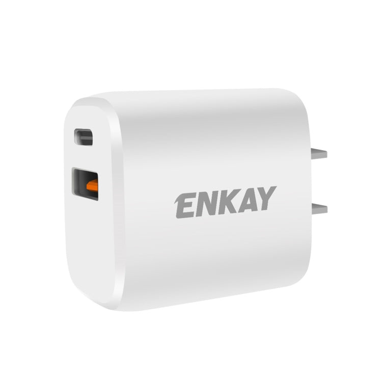 ENKAY Hat-Prince 20W PD Type-C + QC 3.0 USB Fast Charging Travel Charger Power Adapter with Fast Charge Data Cable, US Plug(With Micro USB Cable)