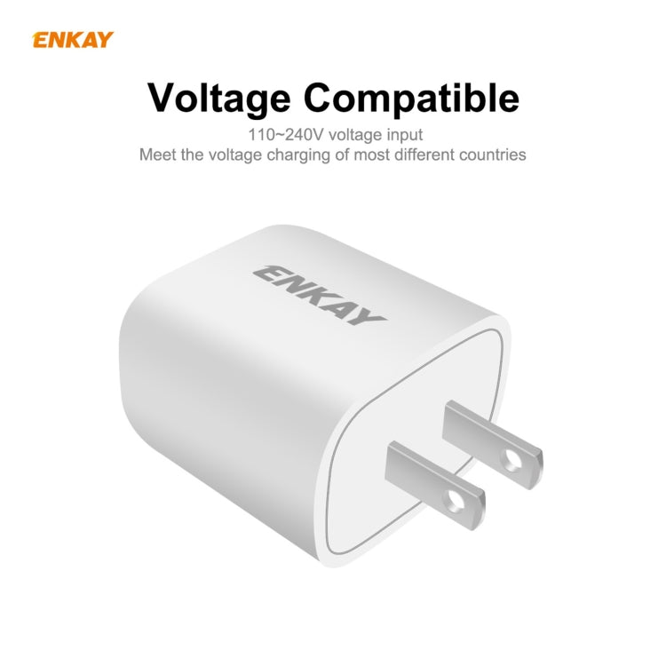 ENKAY Hat-Prince 20W PD Type-C + QC 3.0 USB Fast Charging Travel Charger Power Adapter with Fast Charge Data Cable, US Plug(With Type-C Cable) - free shipping - PMC TechLife - Order now!
