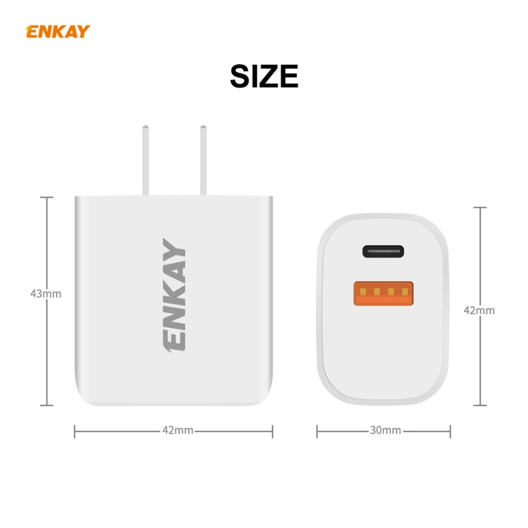 ENKAY Hat-Prince 20W PD Type-C + QC 3.0 USB Fast Charging Travel Charger Power Adapter with Fast Charge Data Cable, US Plug(With Micro USB Cable)