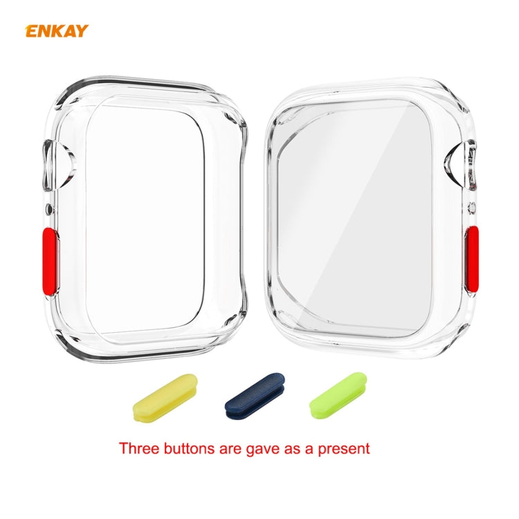 ENKAY Hat-prince Full Coverage TPU Case + Tempered Glass Protector for Apple Watch Series 6 / 5 / 4 / SE 44mm(Transparent) - Watch Cases by ENKAY | Online Shopping South Africa | PMC TechLife | Buy Now Pay Later Mobicred