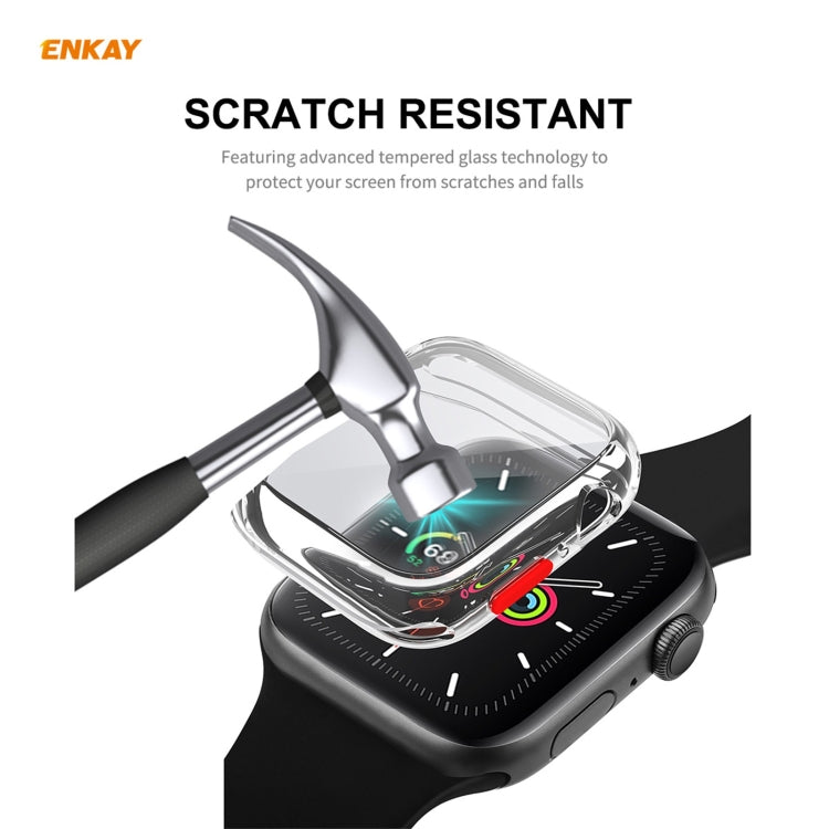 ENKAY Hat-prince Full Coverage TPU Case + Tempered Glass Protector for Apple Watch Series 6 / 5 / 4 / SE 44mm(Transparent) - Watch Cases by ENKAY | Online Shopping South Africa | PMC TechLife | Buy Now Pay Later Mobicred