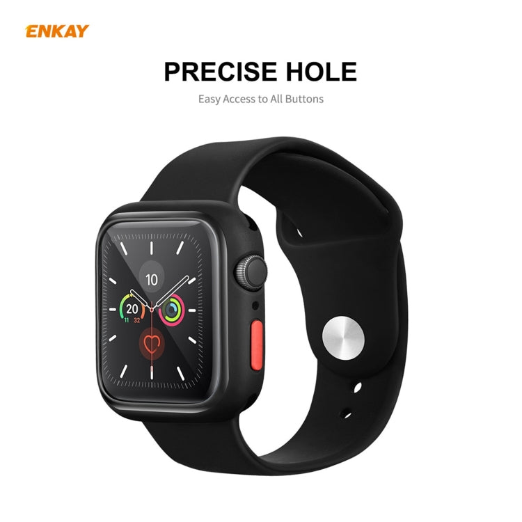 ENKAY Hat-prince Full Coverage TPU Case + Tempered Glass Protector for Apple Watch Series 6 / 5 / 4 / SE 44mm(Black) - Watch Cases by ENKAY | Online Shopping South Africa | PMC TechLife | Buy Now Pay Later Mobicred