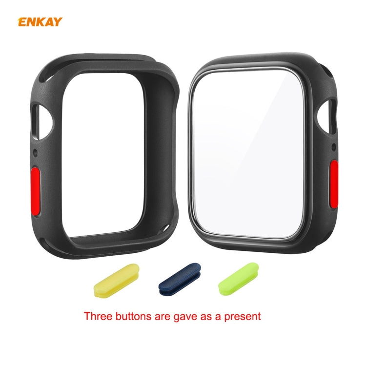 ENKAY Hat-prince Full Coverage TPU Case + Tempered Glass Protector for Apple Watch Series 6 / 5 / 4 / SE 40mm(Black) - Watch Cases by ENKAY | Online Shopping South Africa | PMC TechLife | Buy Now Pay Later Mobicred