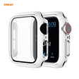 ENKAY Hat-Prince Full Coverage Electroplated PC Case + Tempered Glass Protector for Apple Watch Series 6 / 5 / 4 / SE 44mm(White+Silver) - Watch Cases by ENKAY | Online Shopping South Africa | PMC TechLife | Buy Now Pay Later Mobicred