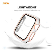 ENKAY Hat-Prince Full Coverage Electroplated PC Case + Tempered Glass Protector for Apple Watch Series 6 / 5 / 4 / SE 44mm(White+Silver)