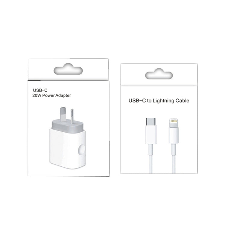 20W PD 3.0 Travel Fast Charger Power Adapter with USB-C / Type-C to 8 Pin Fast Charge Data Cable, AU Plug(2m)