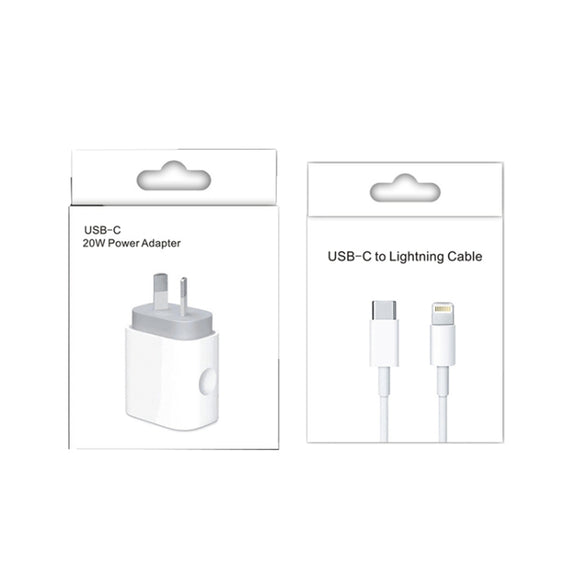 20W PD 3.0 Travel Fast Charger Power Adapter with USB-C / Type-C to 8 Pin Fast Charge Data Cable, AU Plug(1m)