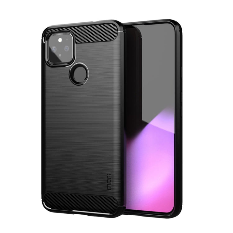 For Google Pixel 5a 5G MOFI Gentleness Series Brushed Texture Carbon Fiber Soft TPU Case(Black) - Google Cases by MOFI | Online Shopping South Africa | PMC TechLife | Buy Now Pay Later Mobicred
