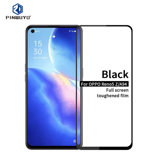 For OPPO Reno5 Z / A94 PINWUYO 9H 2.5D Full Screen Tempered Glass Film(Black)