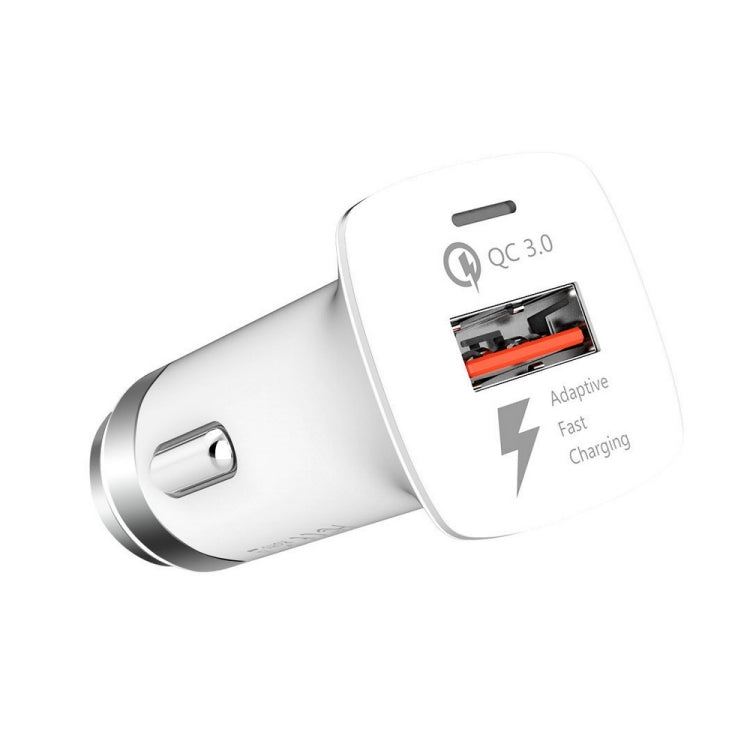 LZ-328 Safety Hammer Type QC3.0 USB  Fast Charging Car Charger(White)