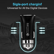 LZ-328 Safety Hammer Type QC3.0 USB  Fast Charging Car Charger(White)