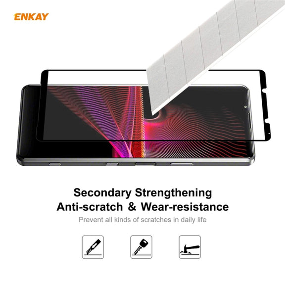 For Sony Xperia 1 III 2 PCS ENKAY Hat-Prince Full Glue 0.26mm 9H 2.5D Tempered Glass Full Coverage Film