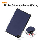ENKAY PU Leather + Plastic Case with Three-folding Holder for Samsung Galaxy Tab A7 Lite T220 / T225(Dark Blue)