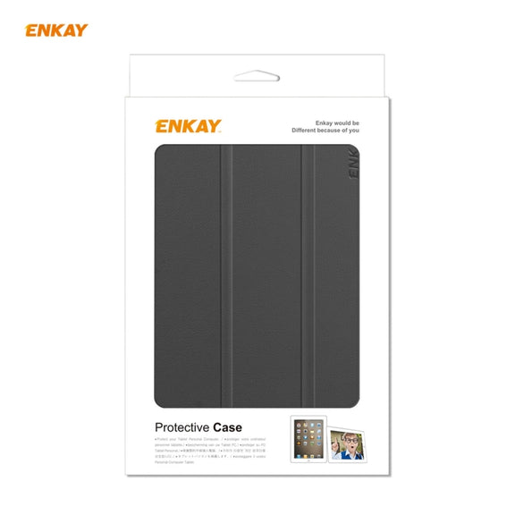 ENKAY PU Leather + Plastic Case with Three-folding Holder for Samsung Galaxy Tab A7 Lite T220 / T225(Dark Blue)