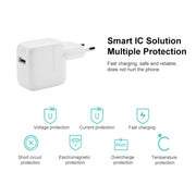 12W USB Charger + USB to 8 Pin Data Cable for iPad / iPhone / iPod Series, EU Plug