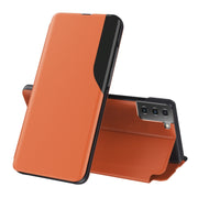 For Samsung Galaxy S21 FE Attraction Flip Holder Leather Phone Case(Orange)