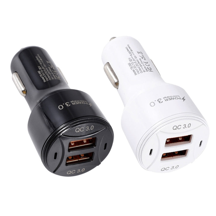 TE-092 36W Dual QC3.0 USB Fast Car Charger(Black)