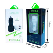 TE-092 36W Dual QC3.0 USB Fast Car Charger(White)