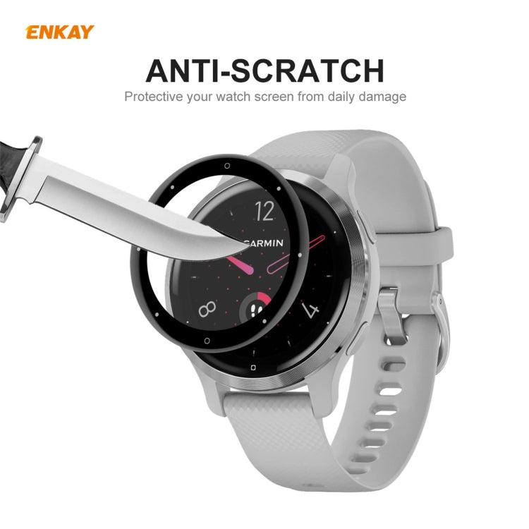 Compatible with Garmin Venu 2S / Vivoactive 4S 40mm 2 PCS ENKAY Hat-Prince 3D Full Screen Soft PC Edge + PMMA HD Screen Protector Film