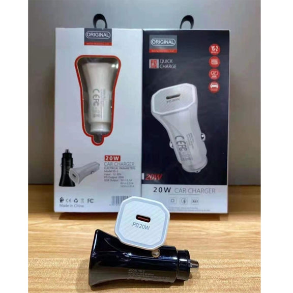 YS-2 PD 20W USB-C / Type-C Interface Car Fast Charger for iPhone Series / iPad Series(White)