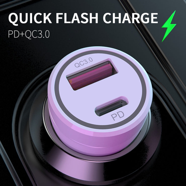 P21 Portable PD 20W + QC3.0 18W Dual Ports Fast Car Charger with USB to Type-C Cable Kit(Black)
