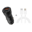 P21 PD 20W USB-C / Type-C + QC3.0 18W USB Fast Car Charger with USB-C / Type-C to 8 Pin Data Cable Set(Black) - Car Charger by PMC TechLife | Online Shopping South Africa | PMC TechLife