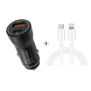 P21 PD 20W USB-C / Type-C + QC3.0 18W USB Fast Car Charger with USB-C / Type-C to 8 Pin Data Cable Set(Black)