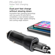 P21 PD 20W USB-C / Type-C + QC3.0 18W USB Fast Car Charger with USB-C / Type-C to USB-C / Type-C Data Cable Set(White)