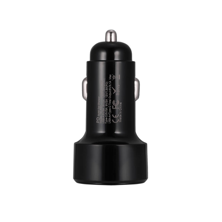 TE-P31 PD 20W USB-C / Type-C + QC3.0 18W USB Fast Car Charger(Black)