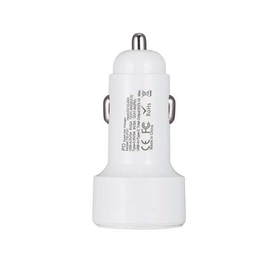 TE-P31 PD 20W USB-C / Type-C + QC3.0 18W USB Fast Car Charger(White)
