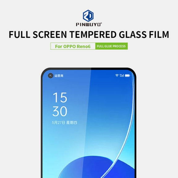 For OPPO Reno6 PINWUYO 9H 2.5D Full Screen Tempered Glass Film(Black)